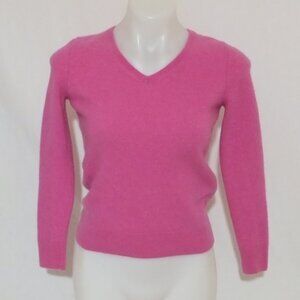 Talbots Petites 100% Cashmere Sweater Womens Small Petite Pink V-Neck Pullover